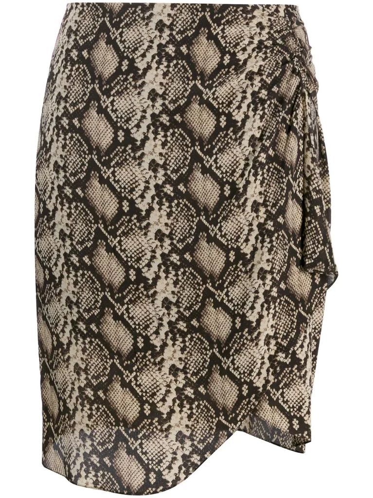 snakeskin-print mini skirt