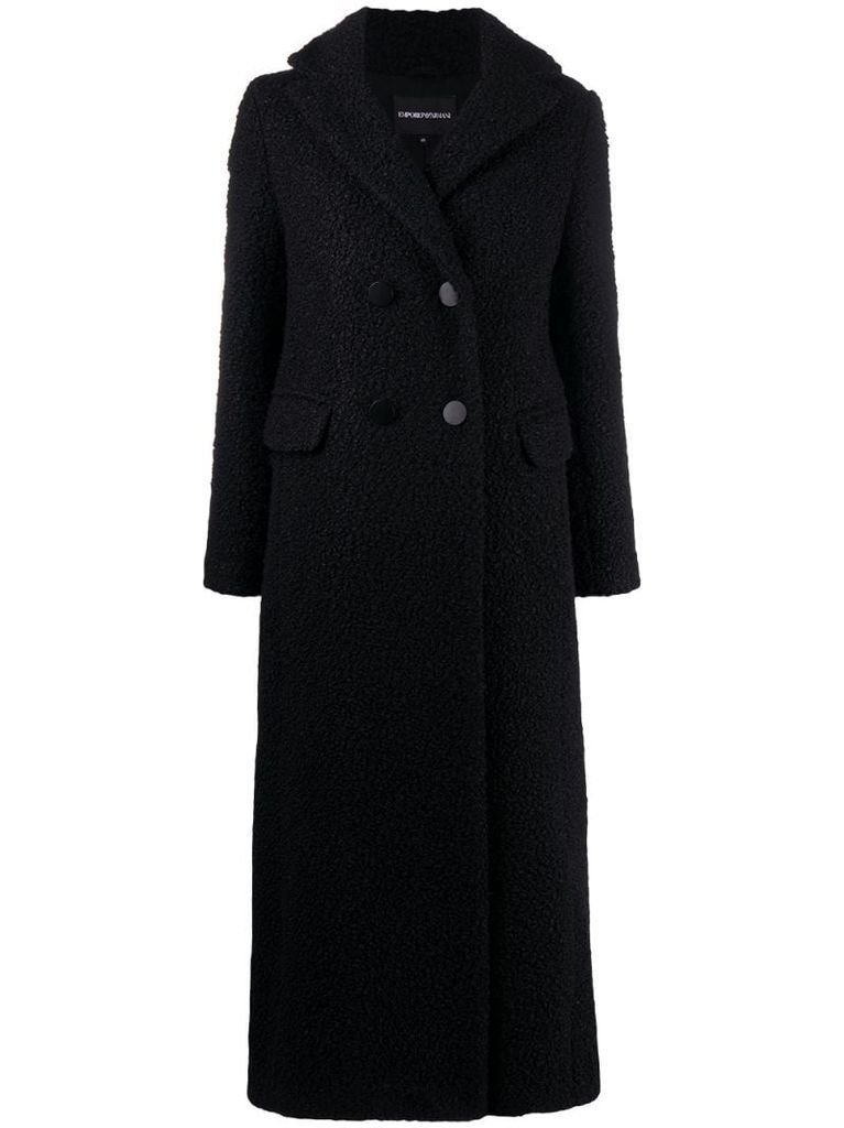 textured full length coat