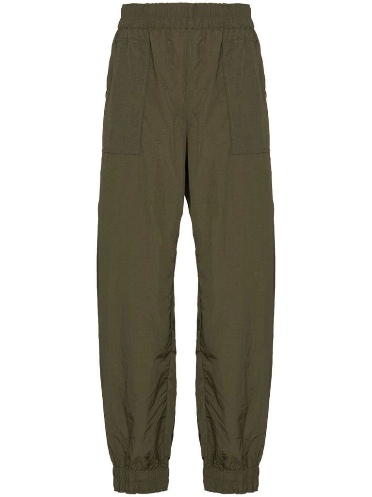 crinkled-effect tapered track pants