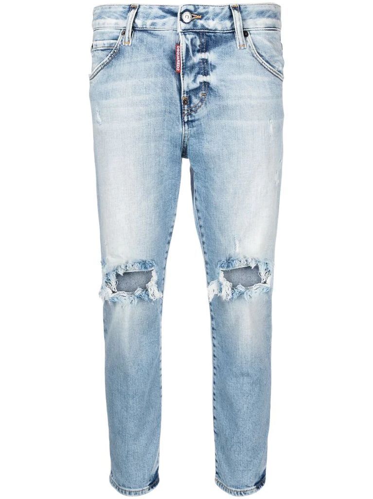 distressed cropped jeans
