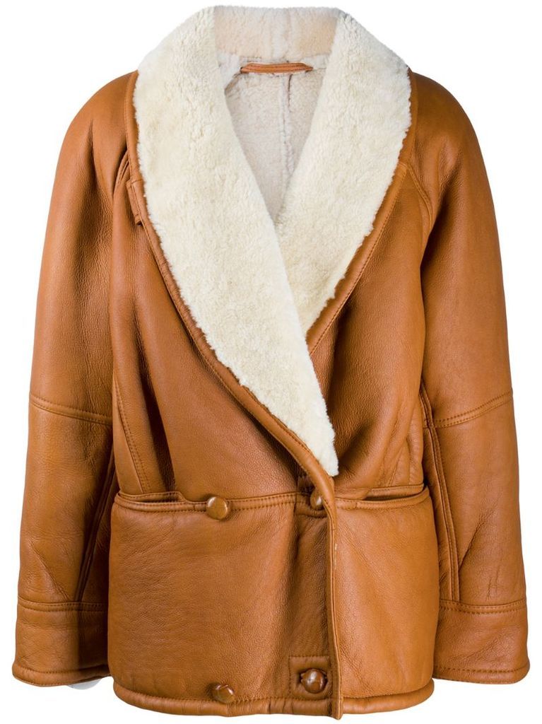 1980s shearling lining double-breasted coat