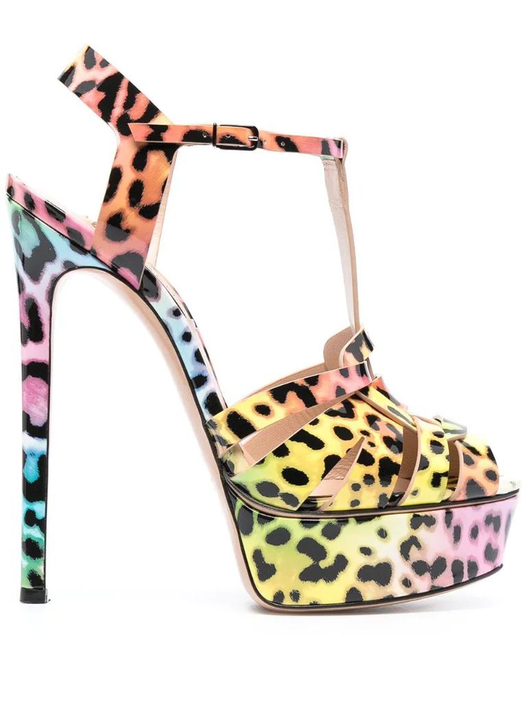 leopard print T-bar sandals