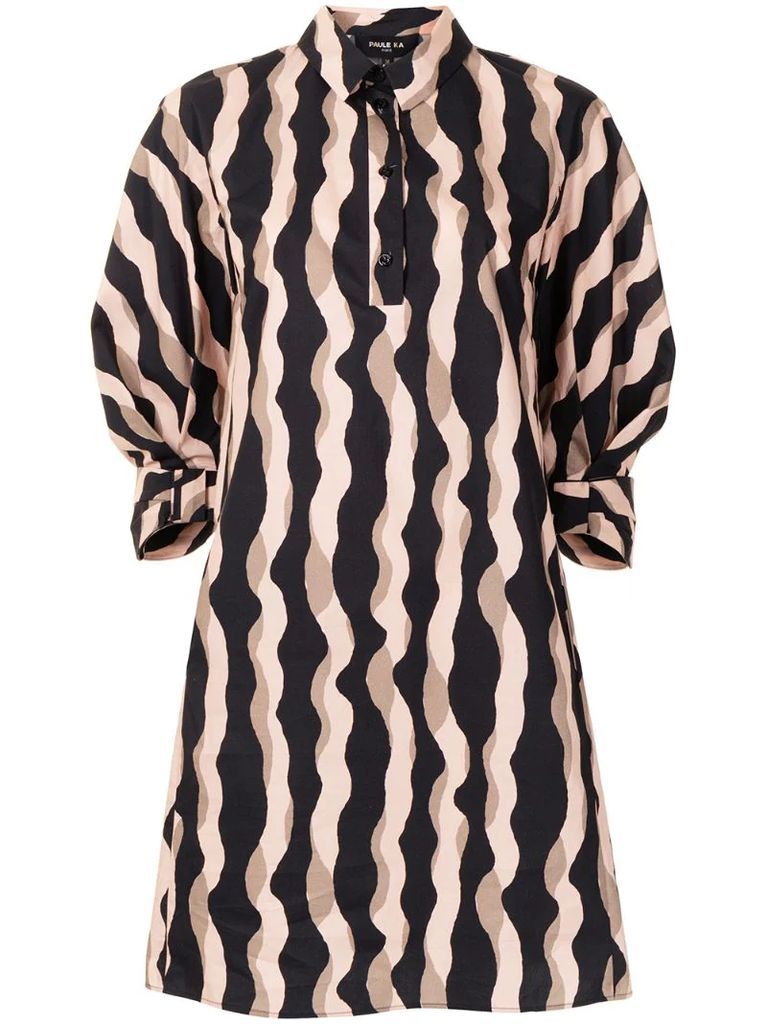 wavy stripe shirt dress