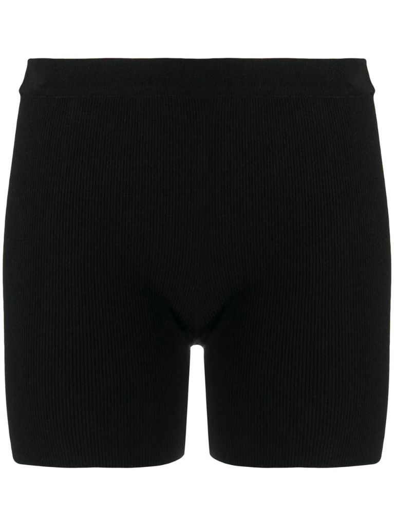 fine-knit fitted shorts