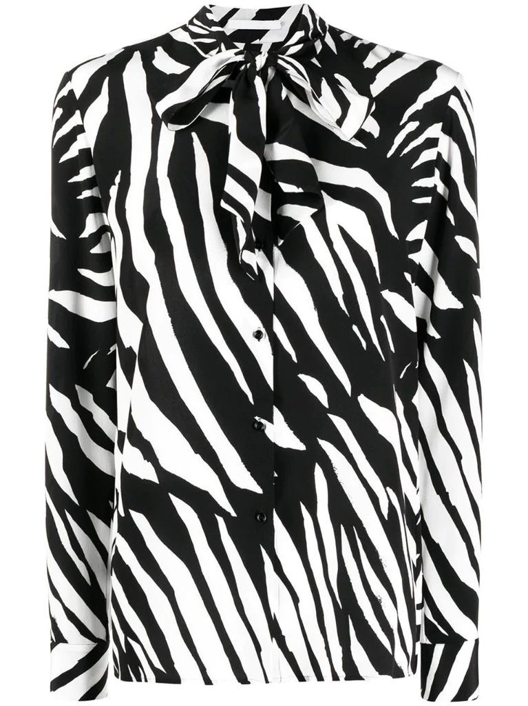 zebra-print silk blouse