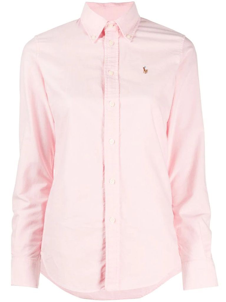 embroidered-logo button-down shirt