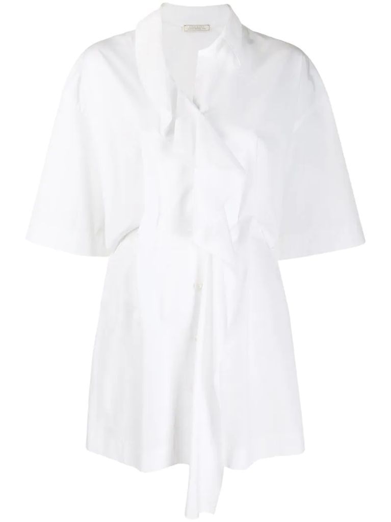 longline ruffle trim shirt