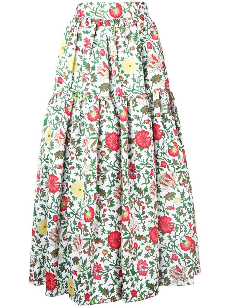tiered floral skirt