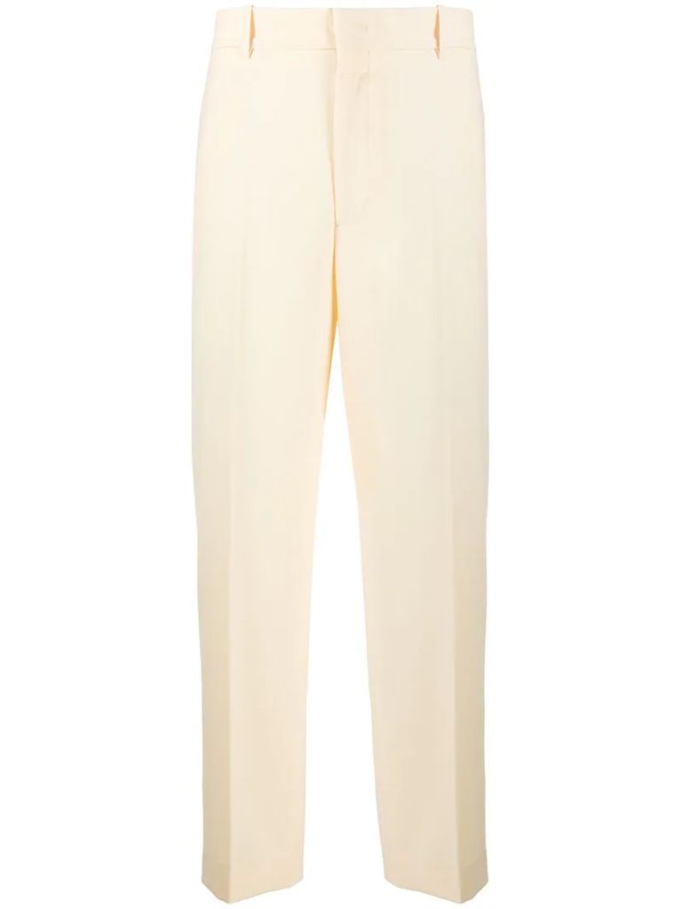 high-rise cropped straight-leg trousers