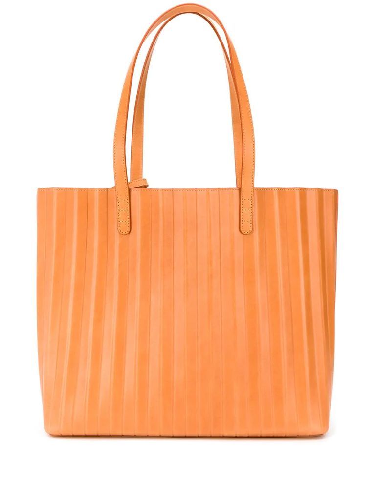 pleated leather tote