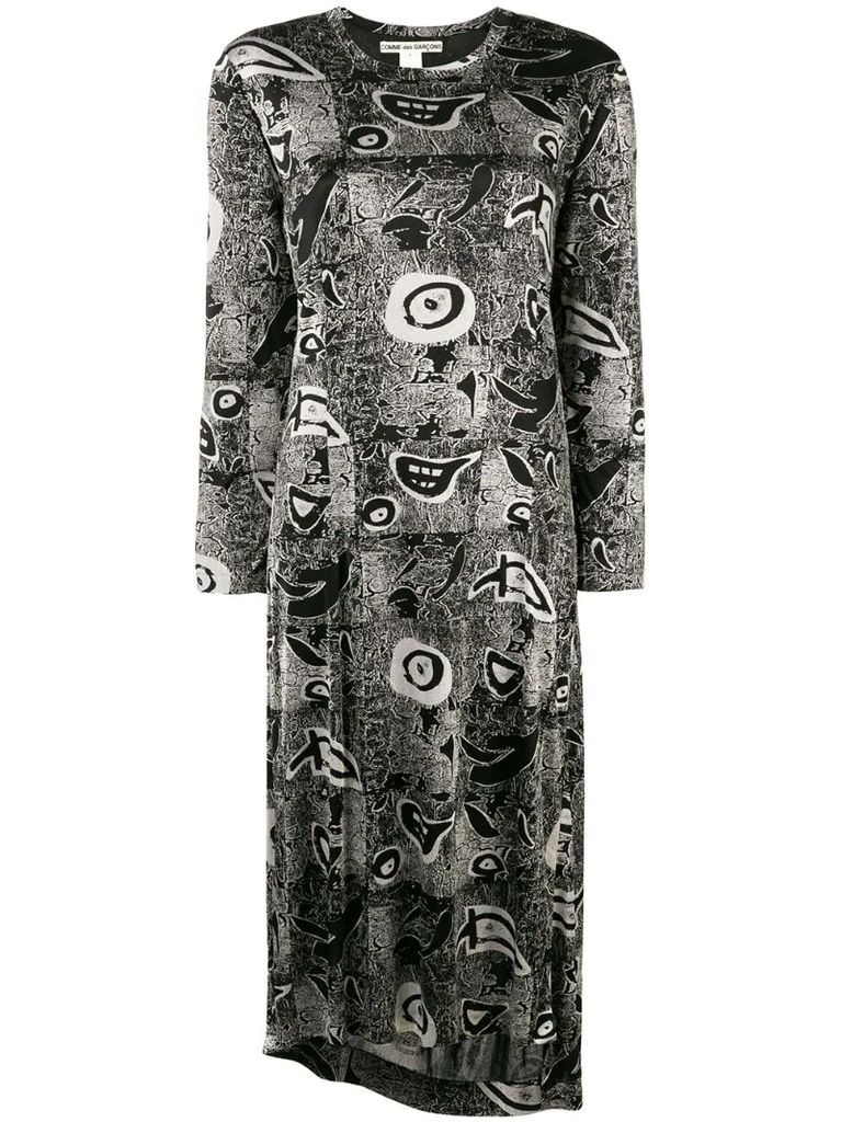 abstract print longsleeved dress
