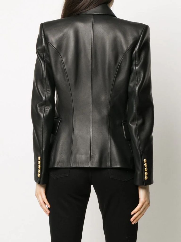 buttoned leather jacket