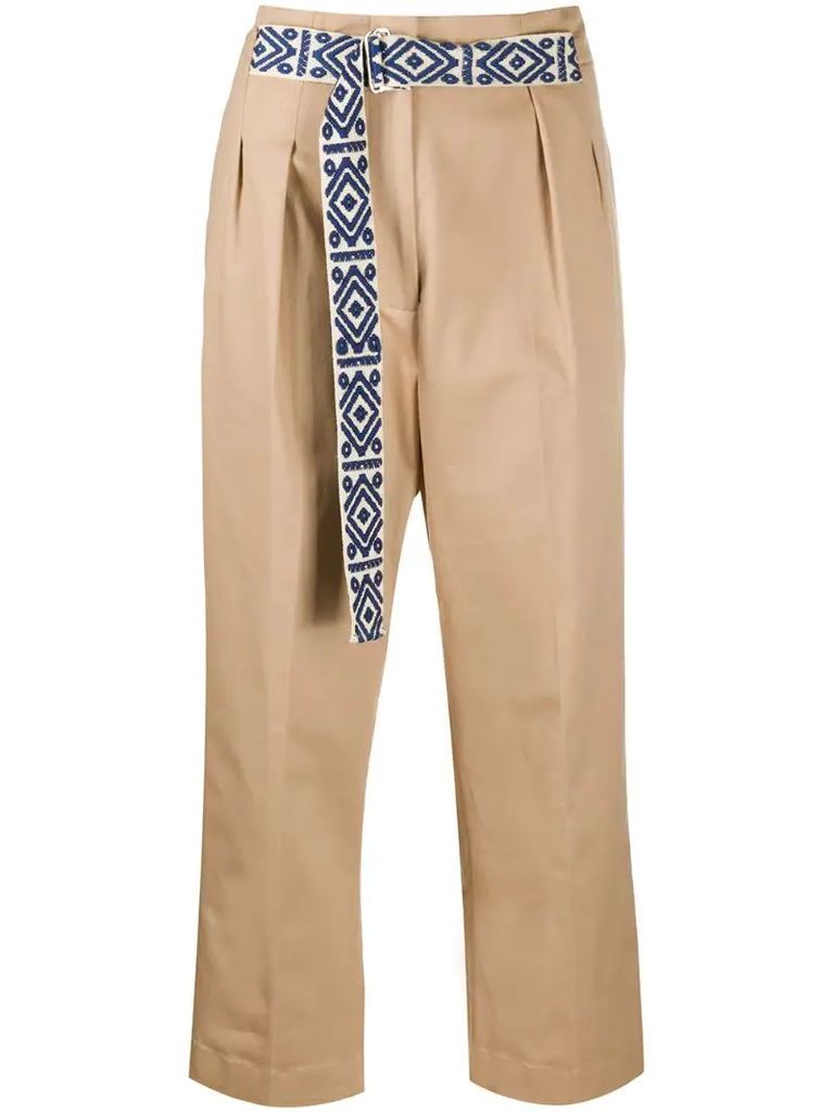 belted cropped trousers