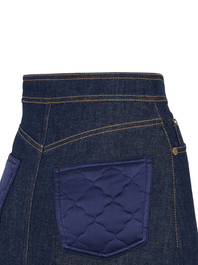 padded-detail denim skirt