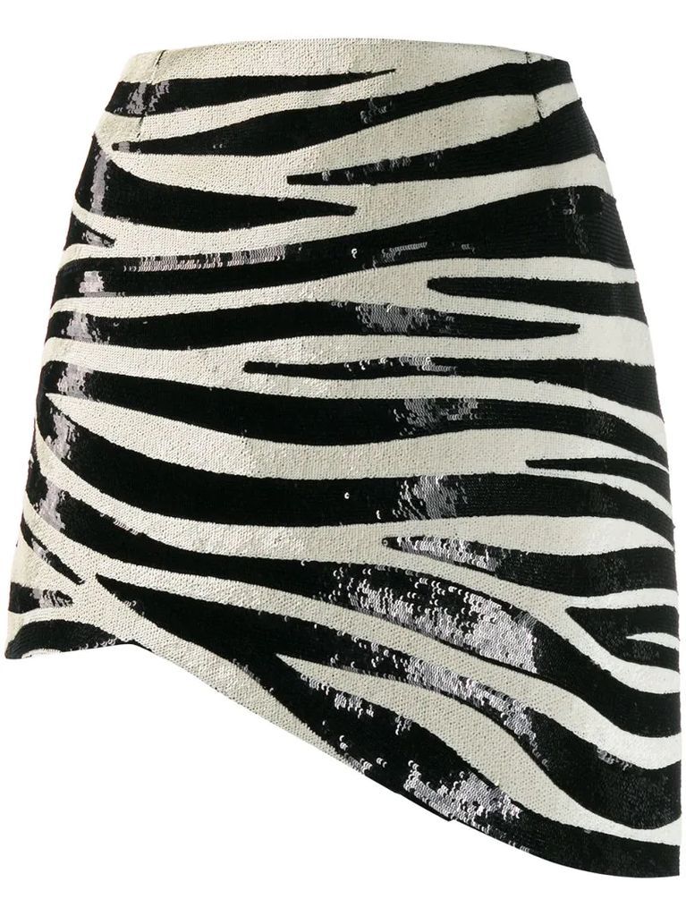 zebra stripe sequin mini skirt