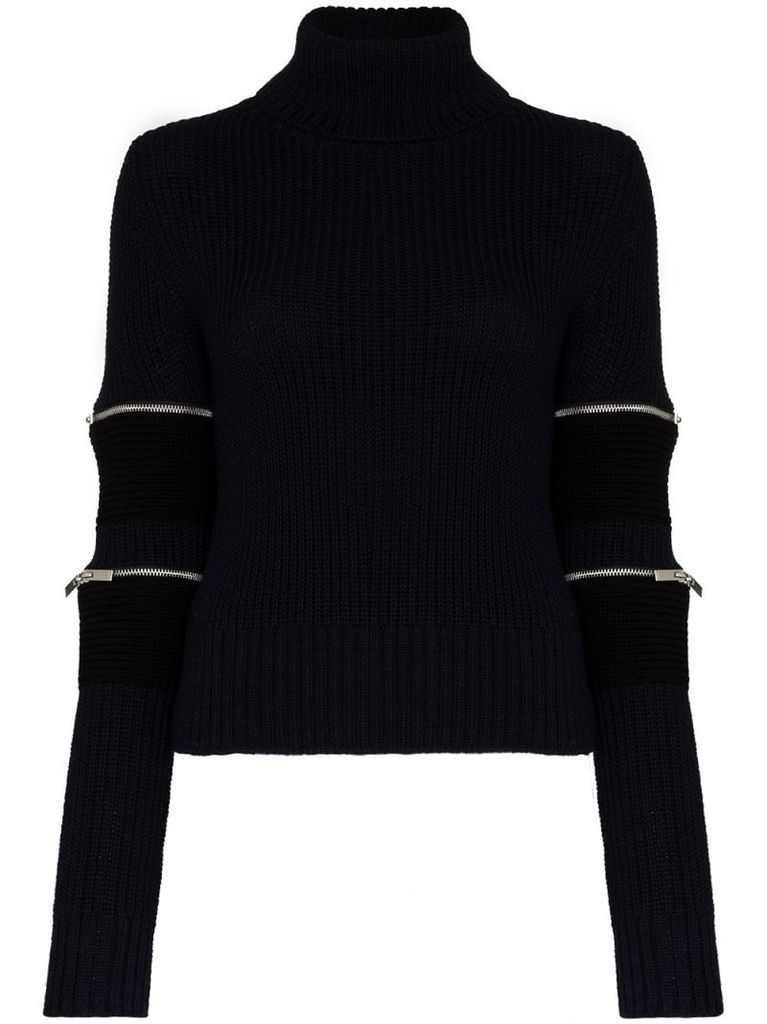 turtleneck zip-sleeve jumper