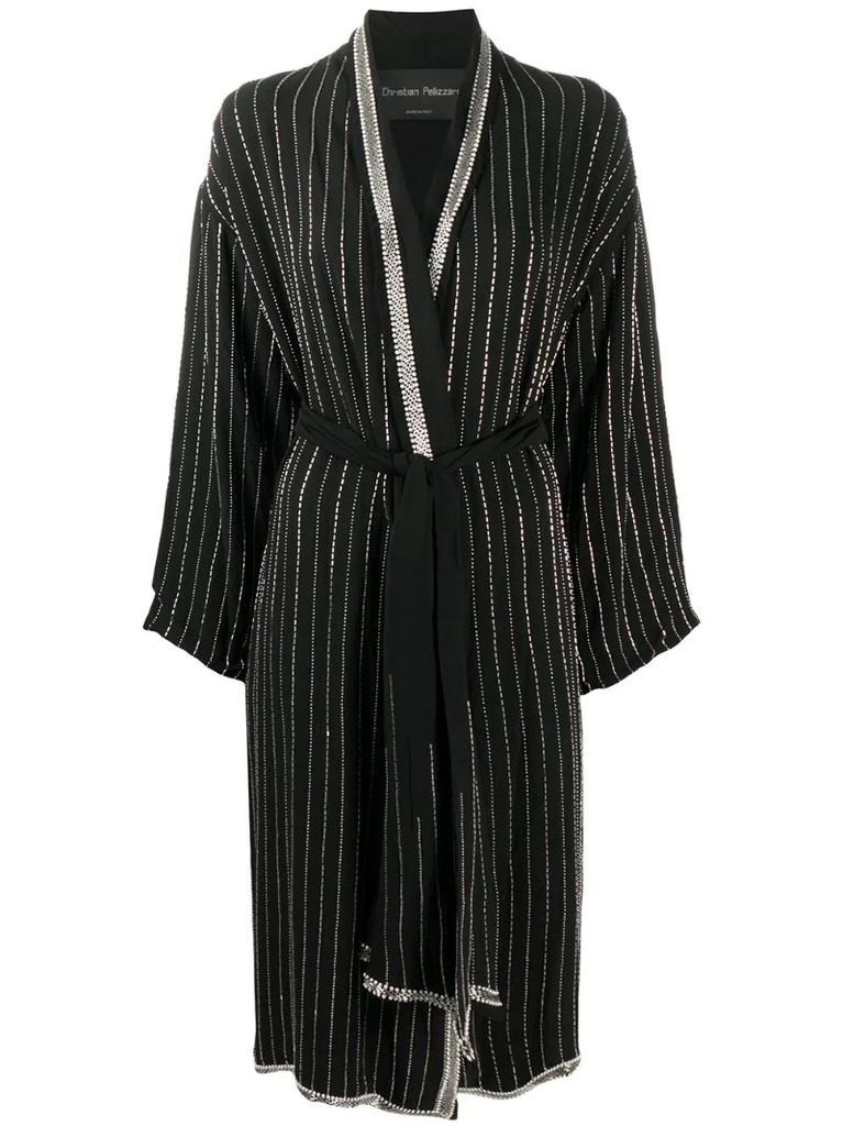embellished stripe long robe