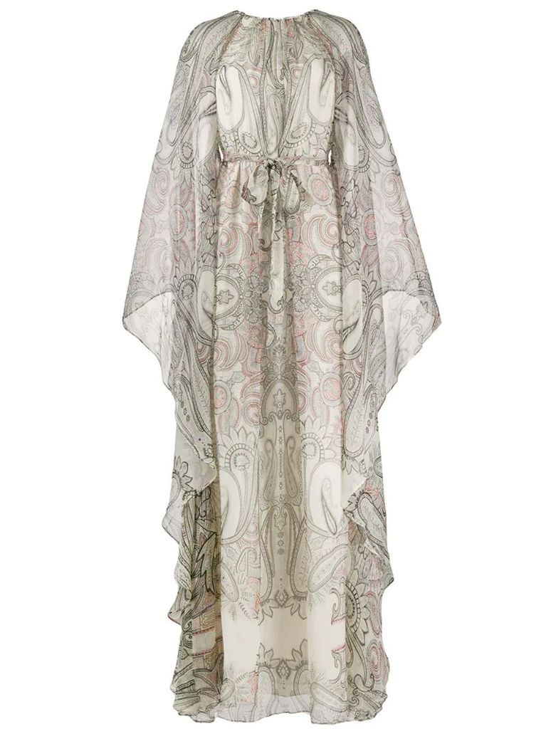 paisley print draped gown