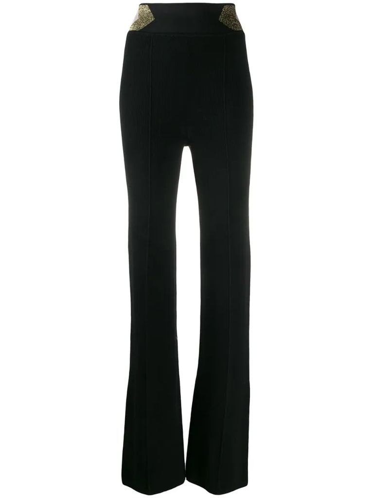 glitter detail high-waisted trousers