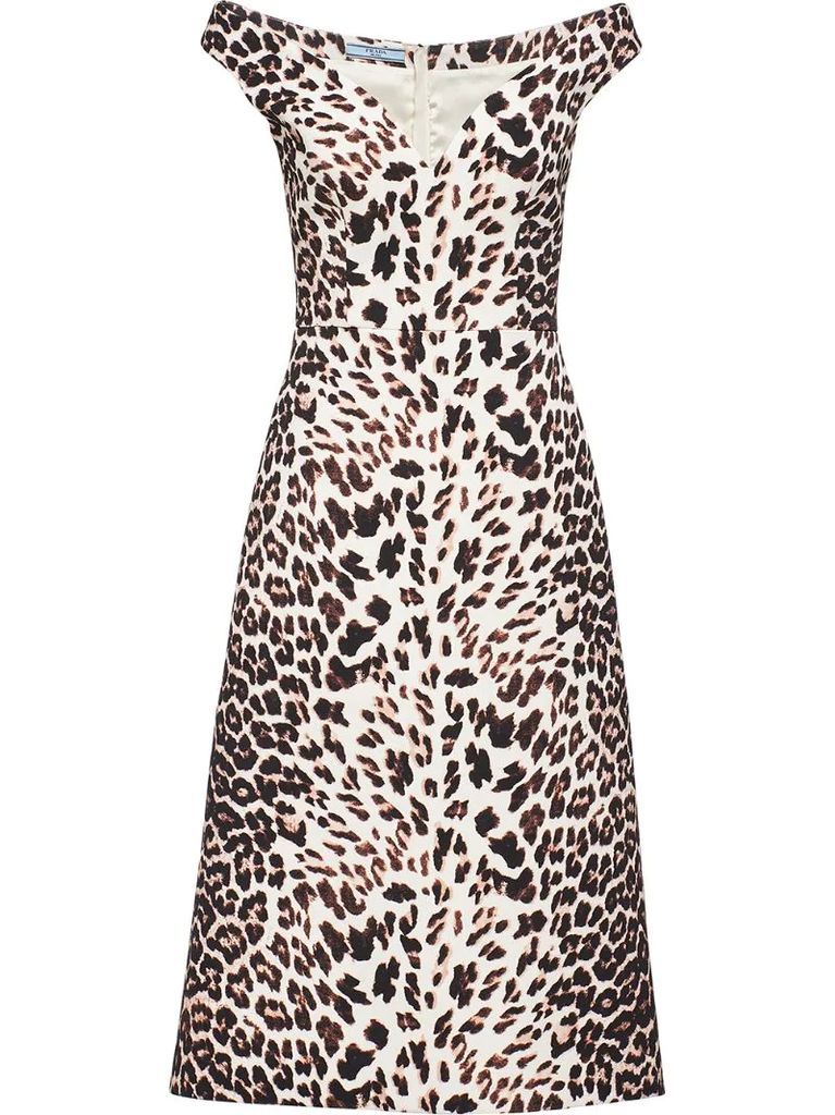 leopard-print cady dress
