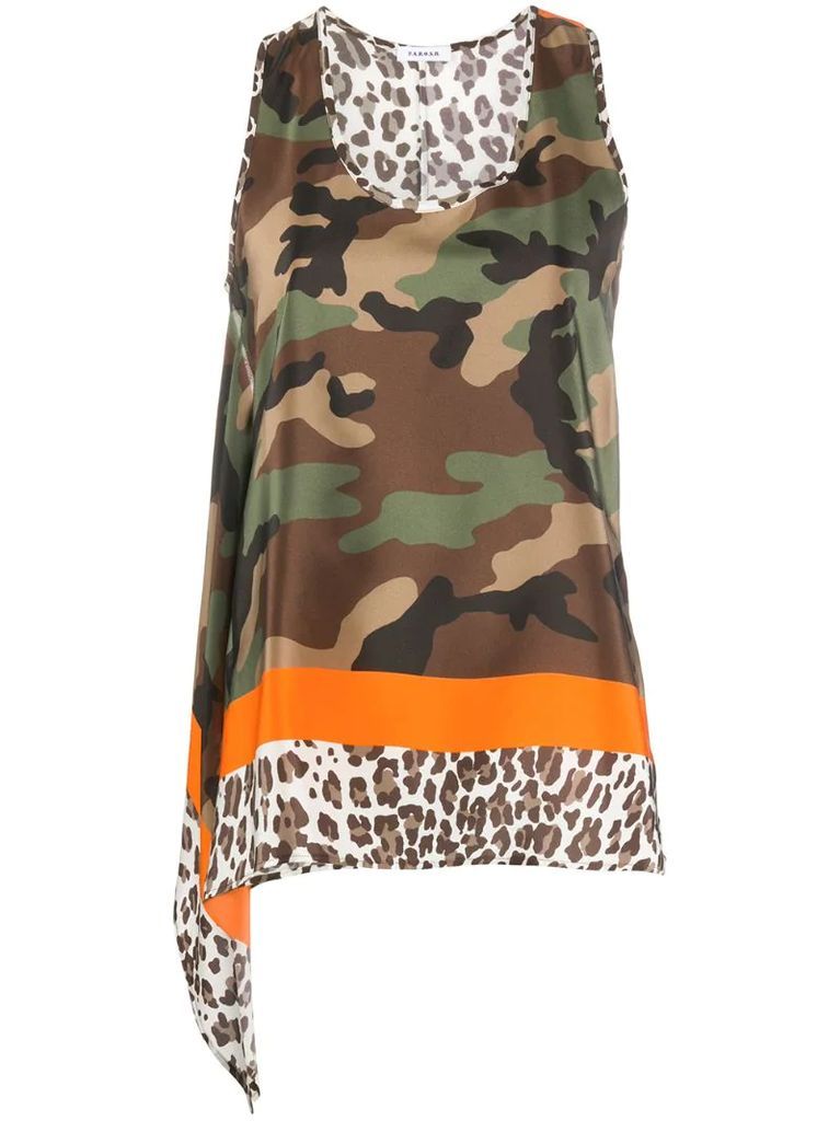 camouflage-print sleeveless top