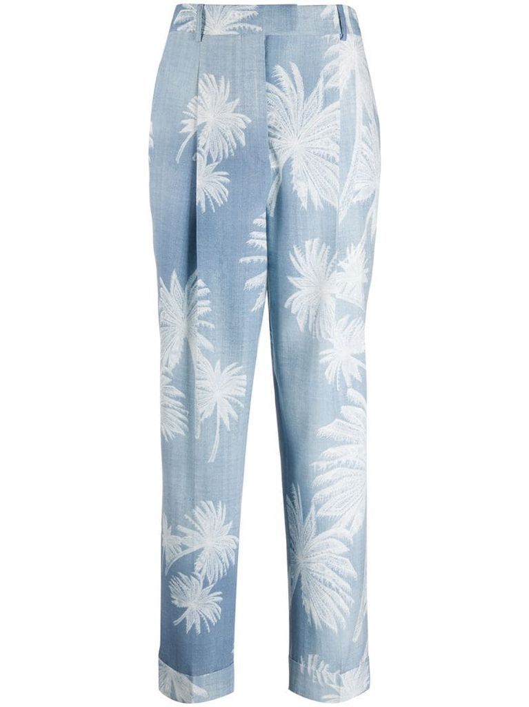 palm tree print trousers