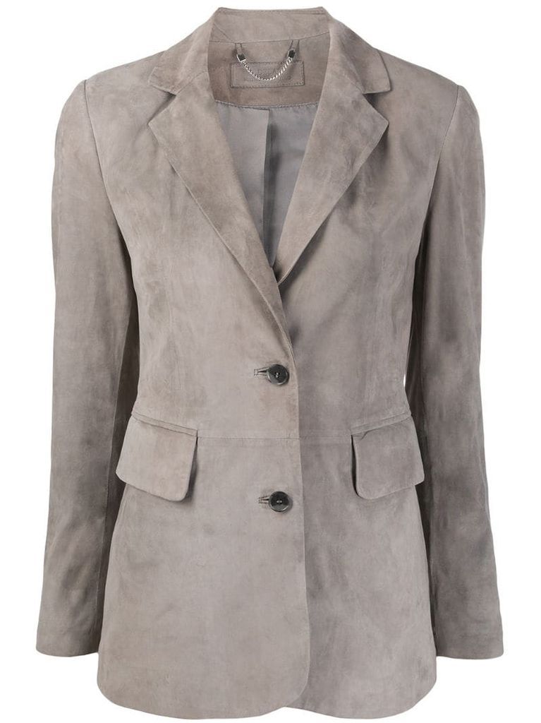 single breasted suede blazer