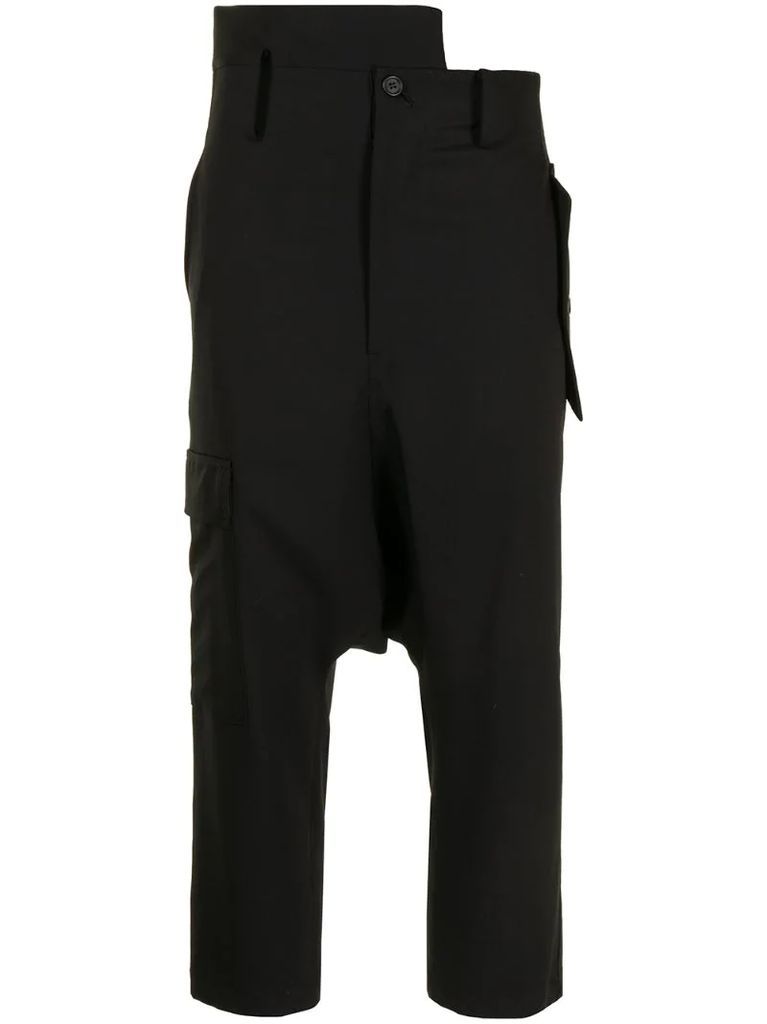 cropped drop-crotch trousers