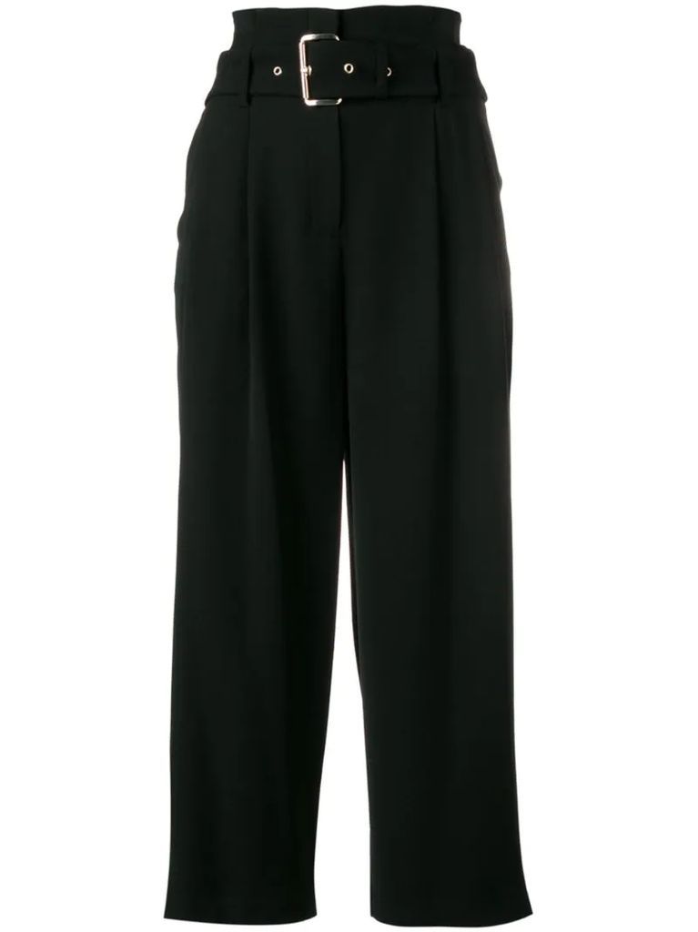 belted wide-leg trousers