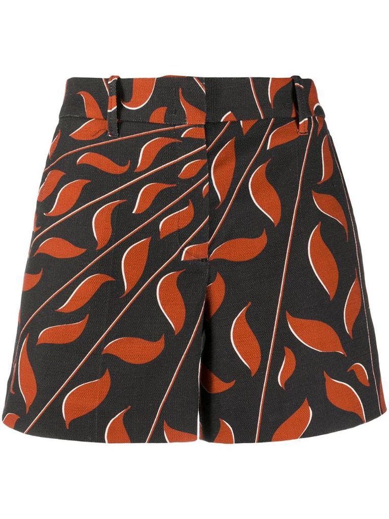 graphic leaves print shorts