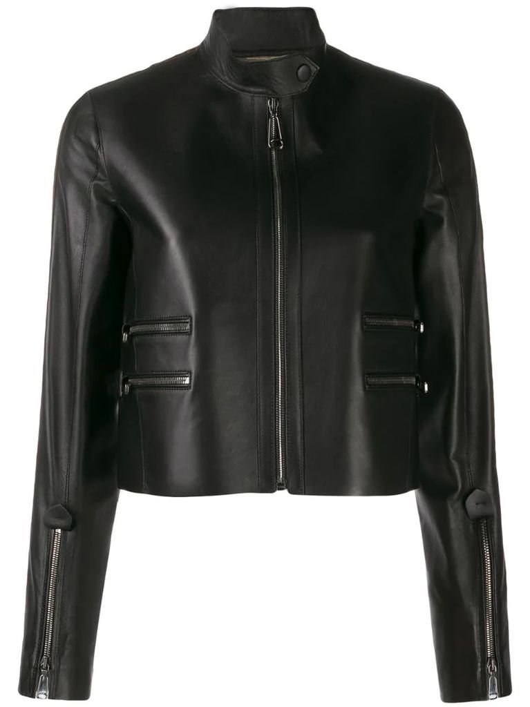 FF logo leather jacket
