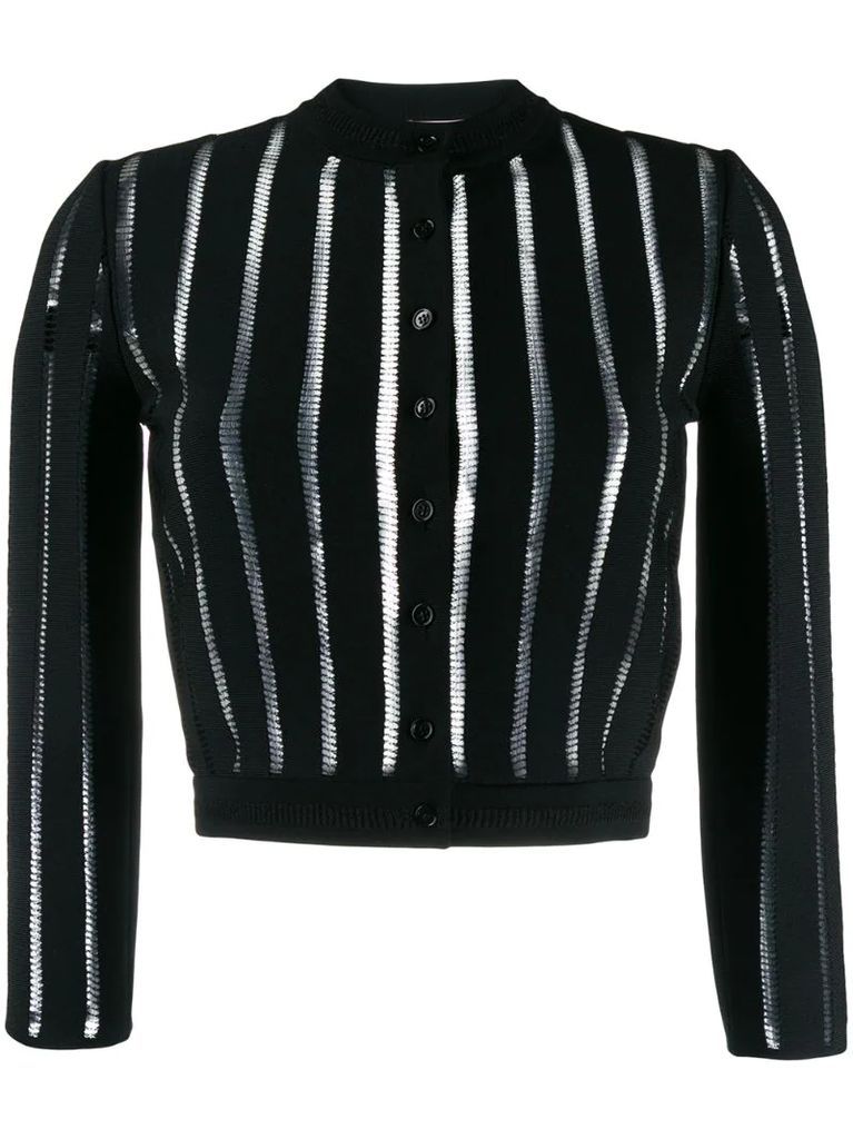sheer panelled knitted cardigan