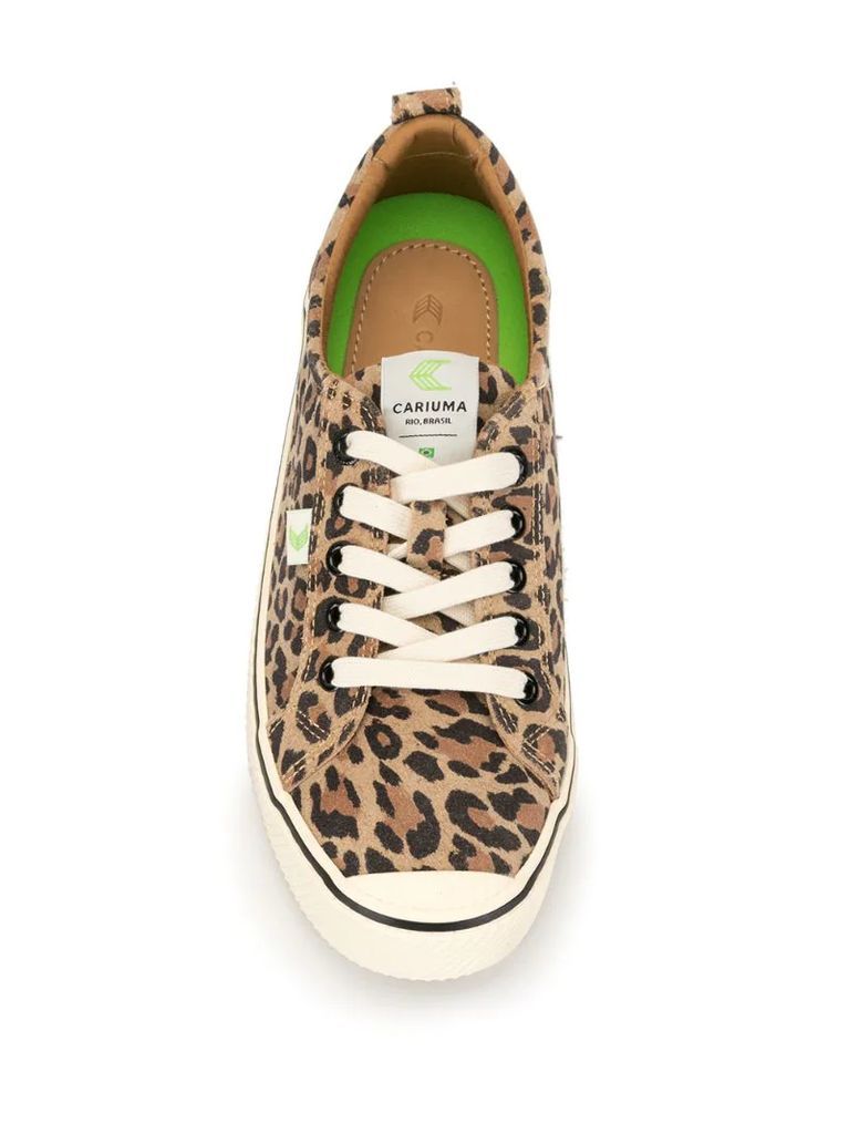OCA Low Stripe Leopard Print Suede Sneaker
