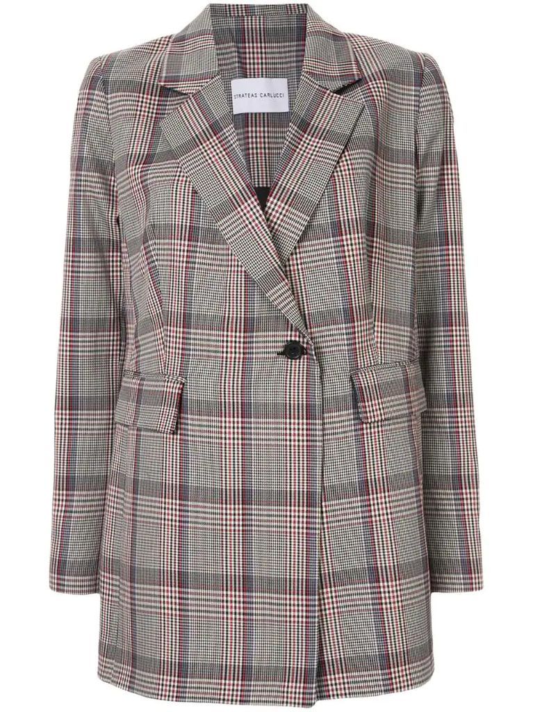 houndstooth-check pleated blazer