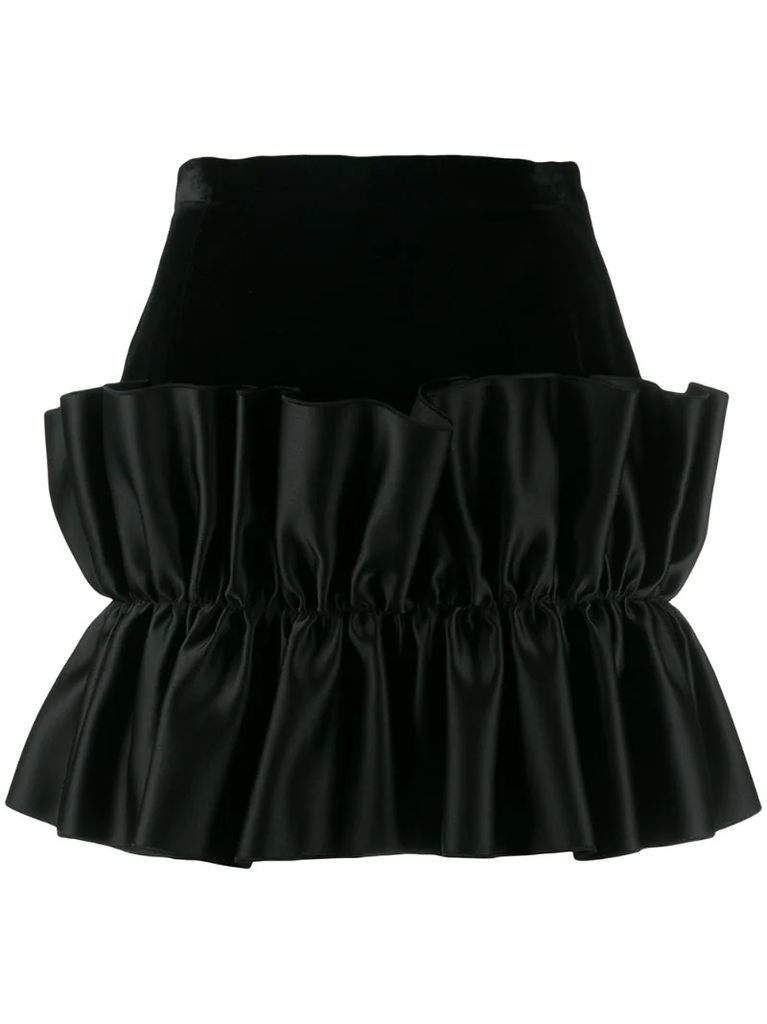 velvet frill mini skirt