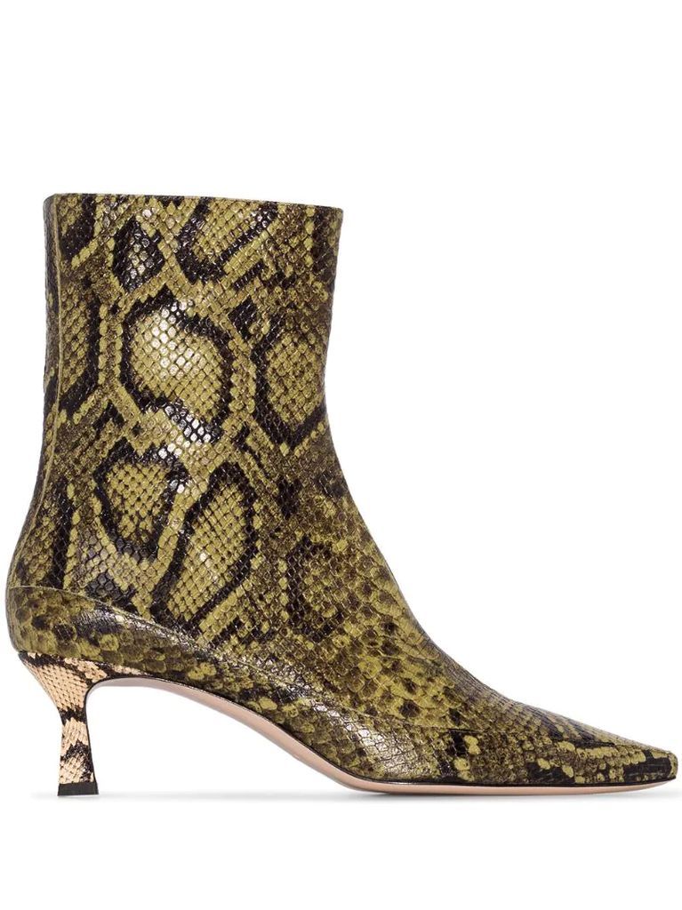 Bente 55mm python-effect leather ankle boots