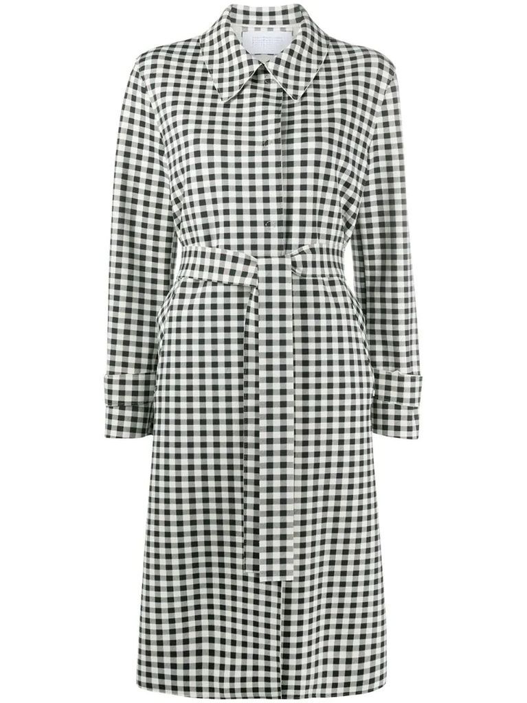 gingham patterned belted coat