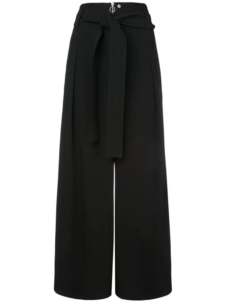 Texture Crepe Belted Pants