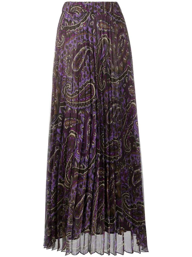 paisley-print pleated skirt