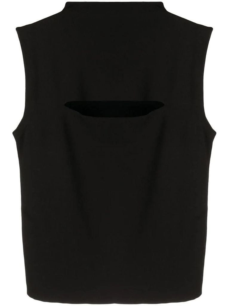 cut-out detail high-neck vest top