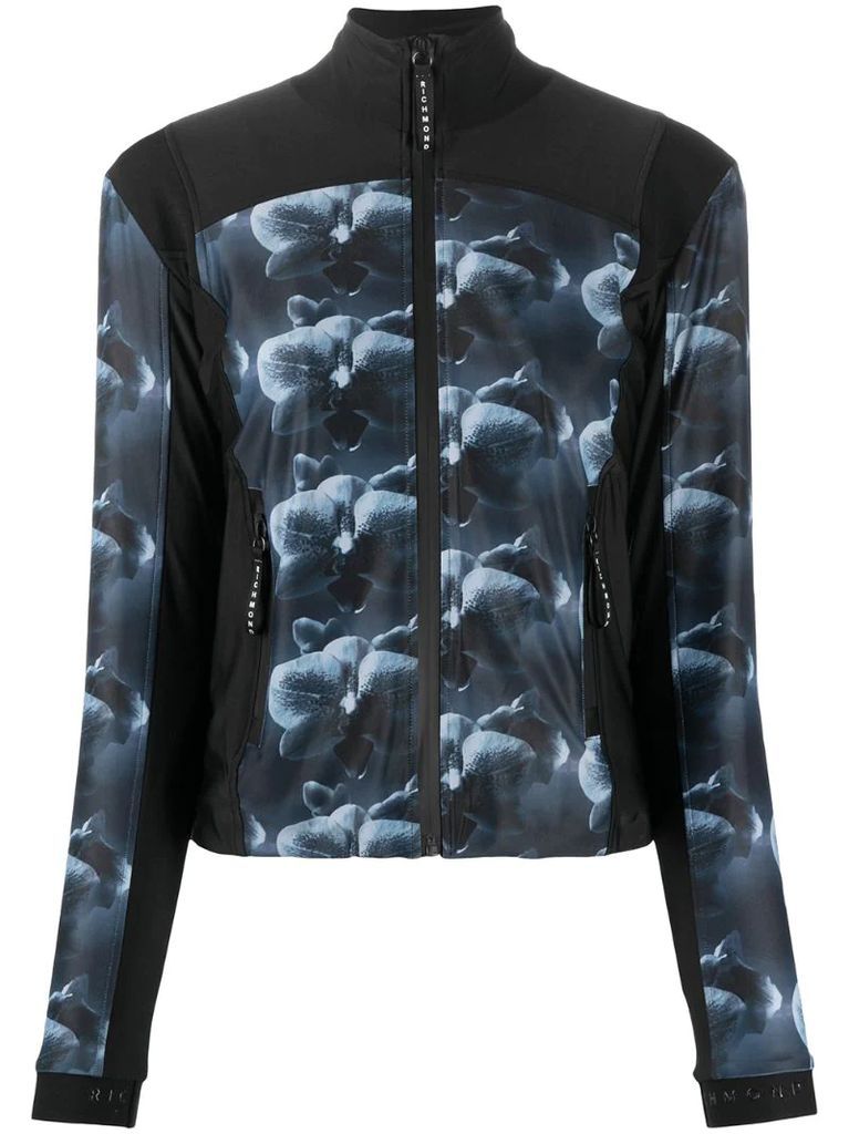floral-print zip-front jacket