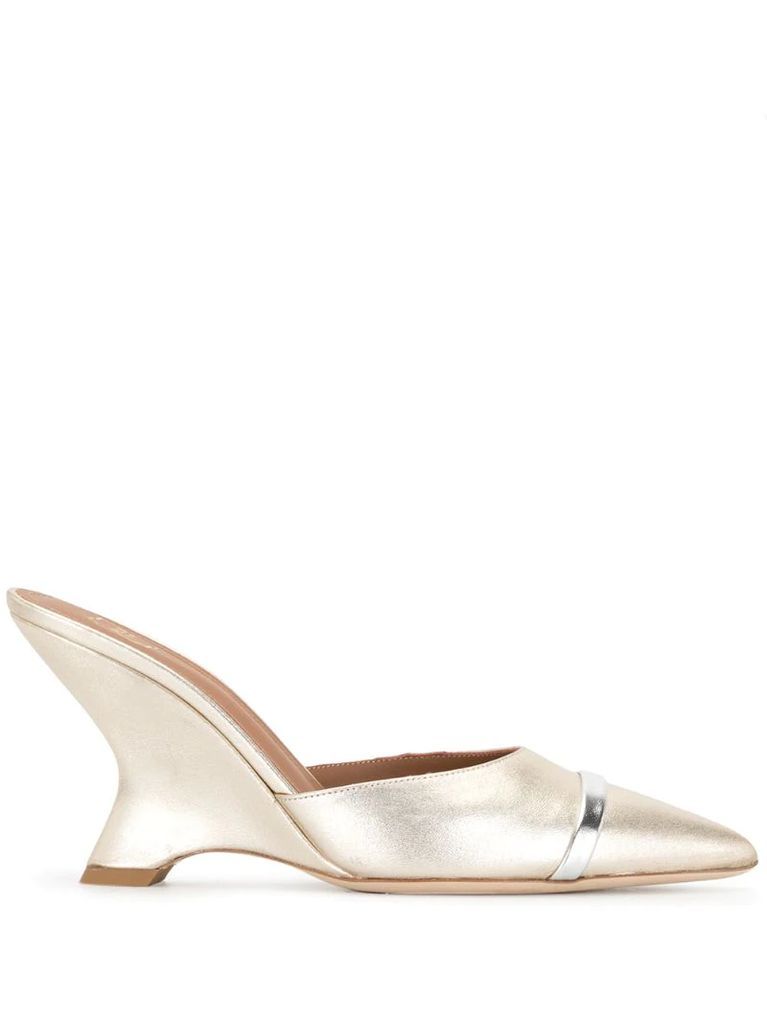 metallic-tone slip-on pumps