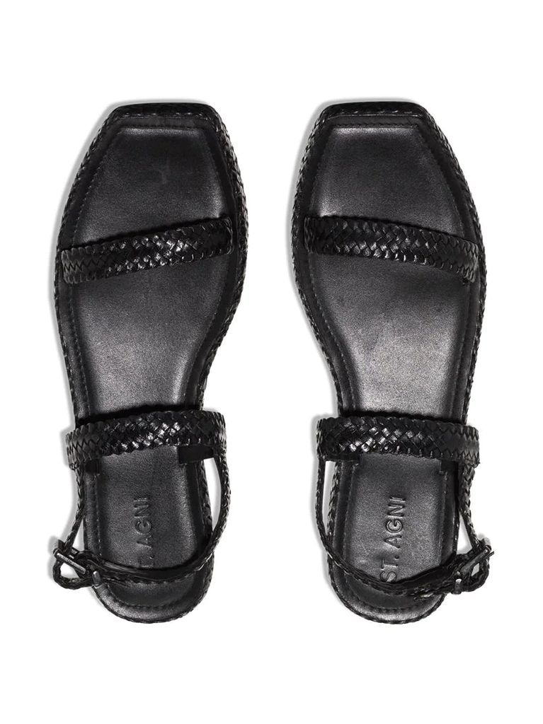 interwoven strap leather sandals