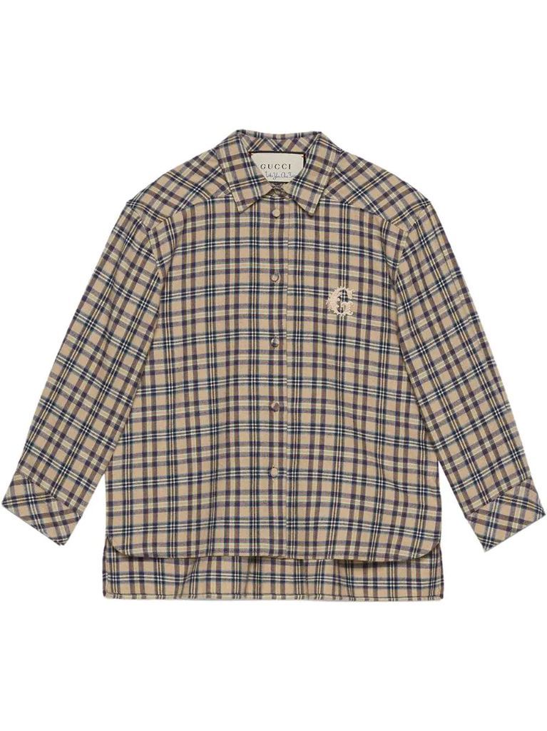 petit check embroidered shirt