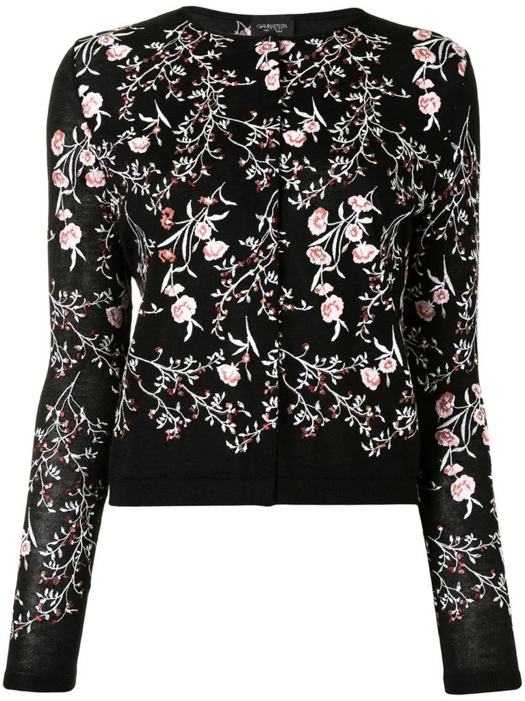 floral-embroidered cardigan