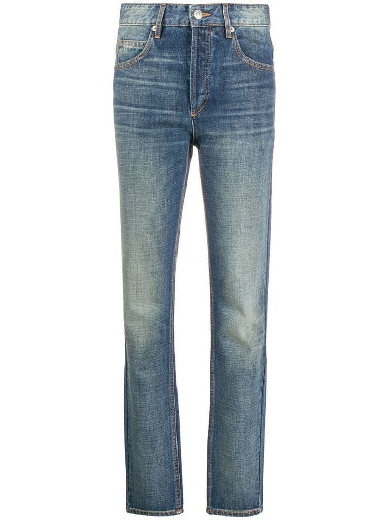 high-waisted straight leg jeans