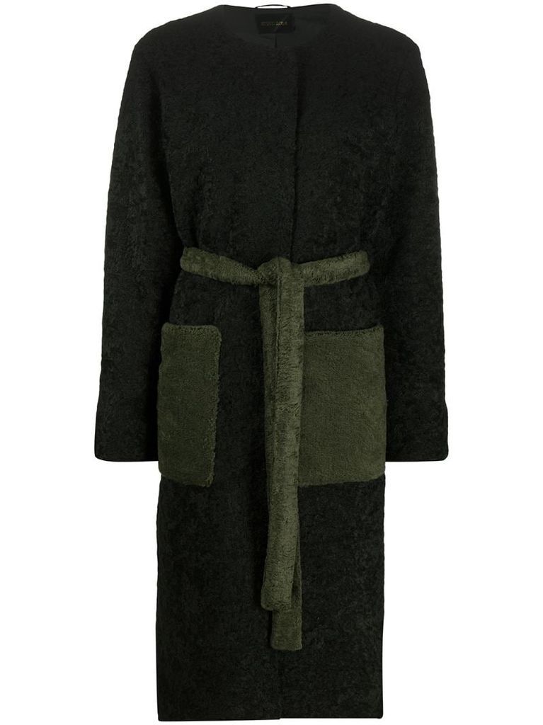 long-sleeve belted coat