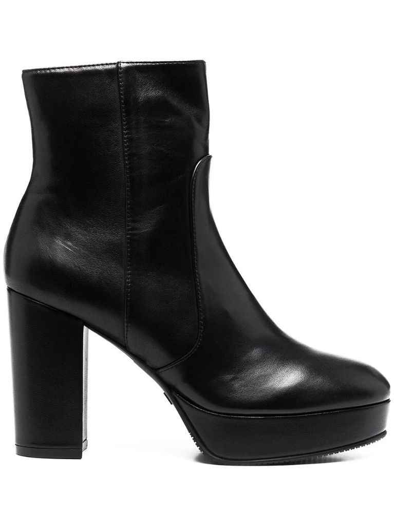 chunky heeled leather boots