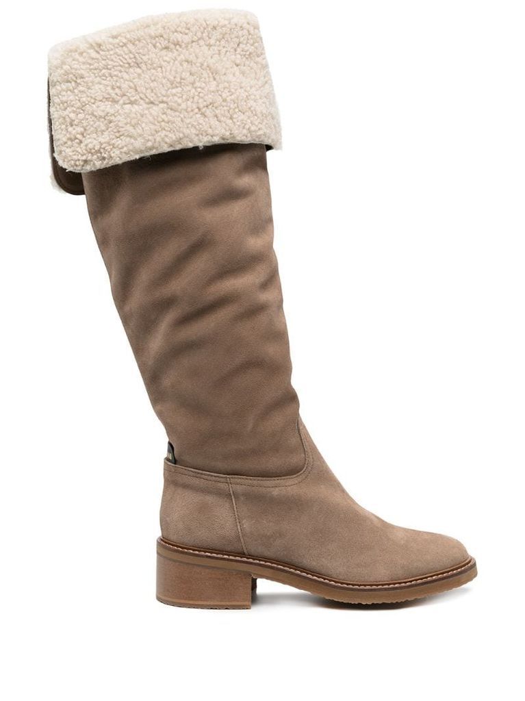 knee-length slip on boots