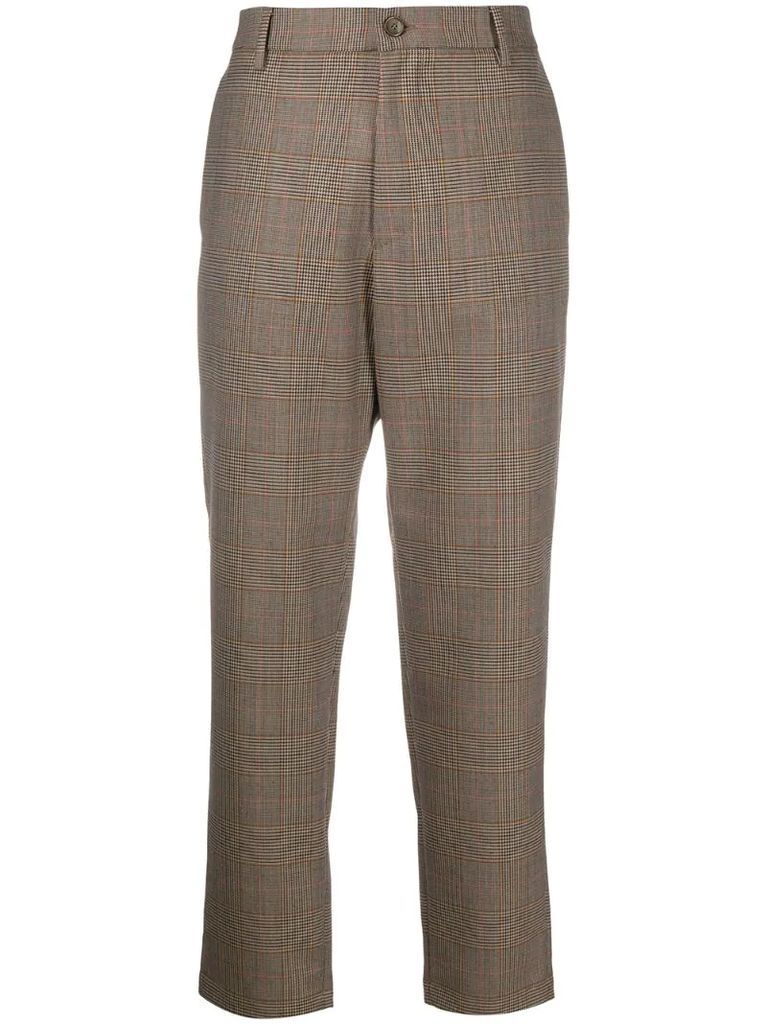 cropped check-print trousers
